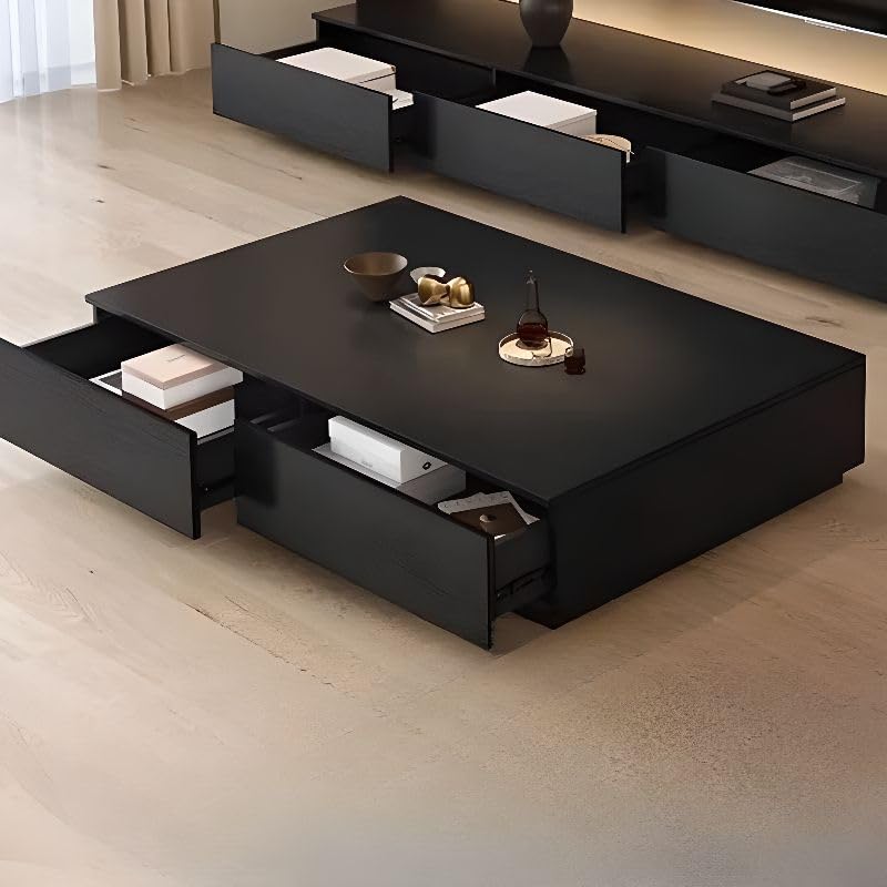 Black Wooden Coffee Table with Storage Drawers I64853