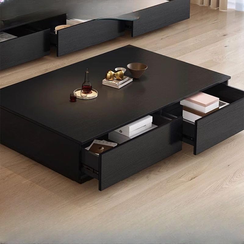 Black Wooden Coffee Table with Storage Drawers I64853
