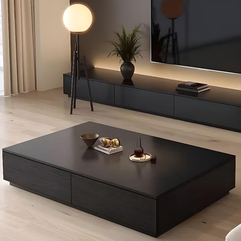 Black Wooden Coffee Table with Storage Drawers I64853
