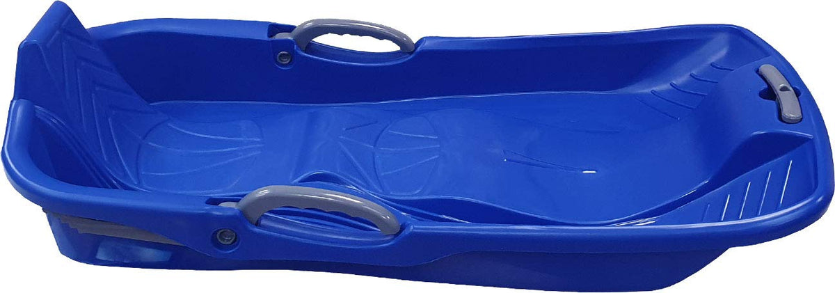 Blue Plastic Toboggan Snow Sled with Brake & Handle Cord B7881