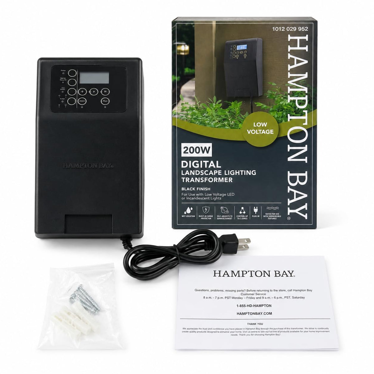 200W Low Voltage Landscape Lighting Transformer Black E85833