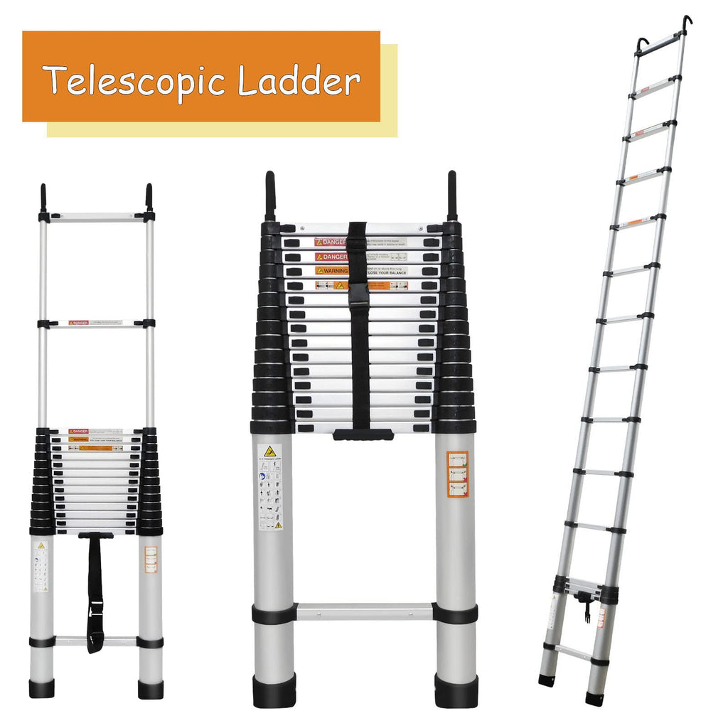 20.3ft Aluminum Telescoping Ladder with Hooks W78423