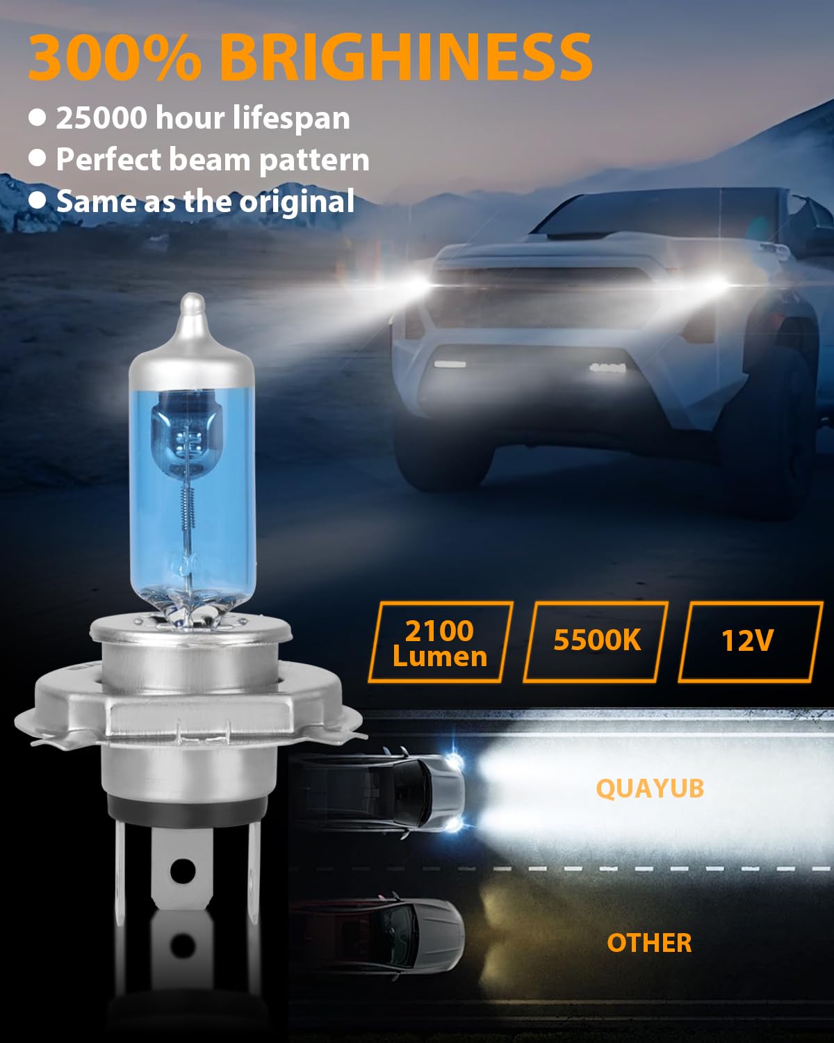 H4 Halogen Headlight Bulbs, Pack of 2 P10008