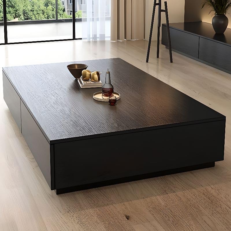 Black Wooden Coffee Table with Storage Drawers I64853