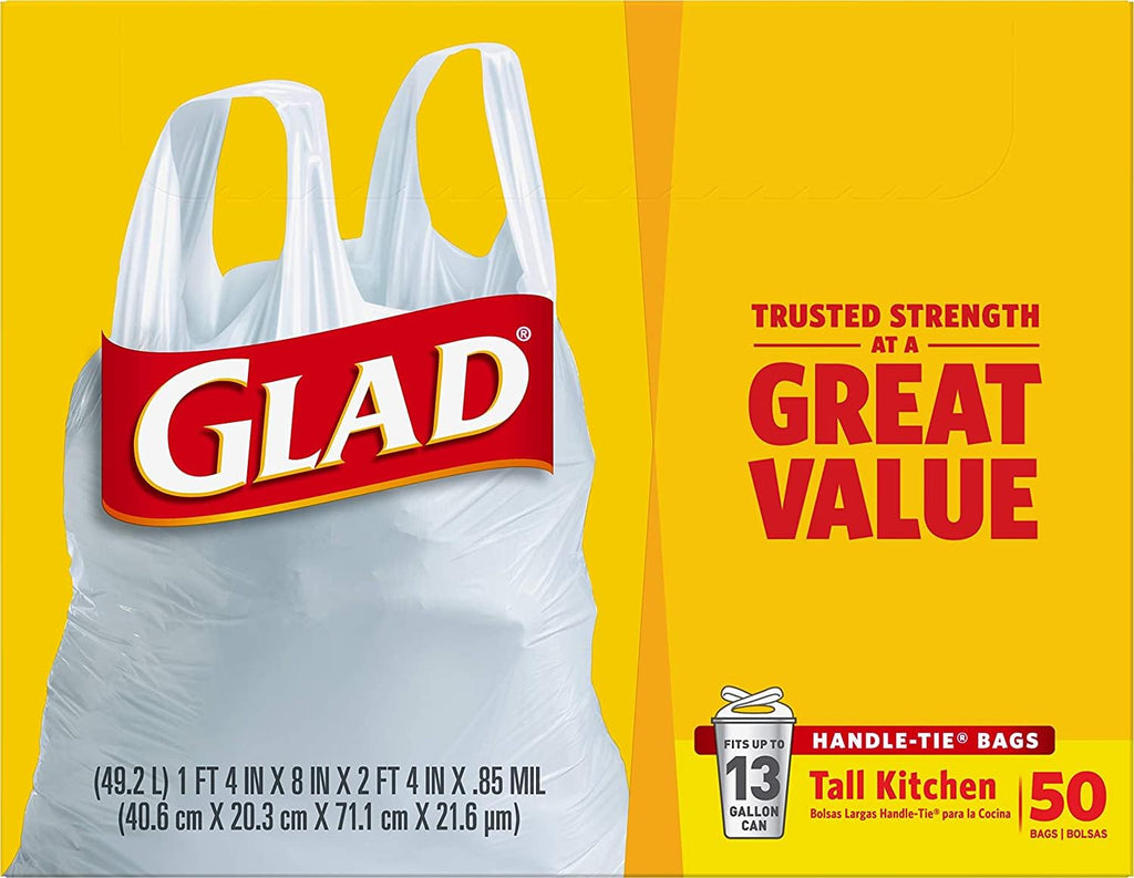 13 Gal. Tall Kitchen Handle-Tie Bags 50 ct Pack of 4 Q880814