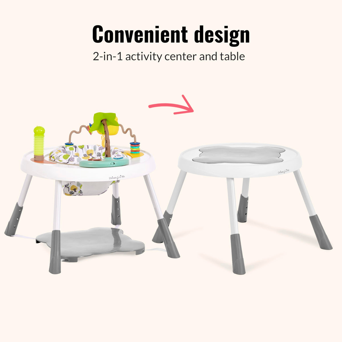 2 in 1 Baby Activity Center and Play Table with 3 Detachable Toys V646