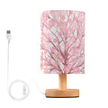 Pink Cherry Blossom Table Lamp with Wood Base Fabric Shade M844217
