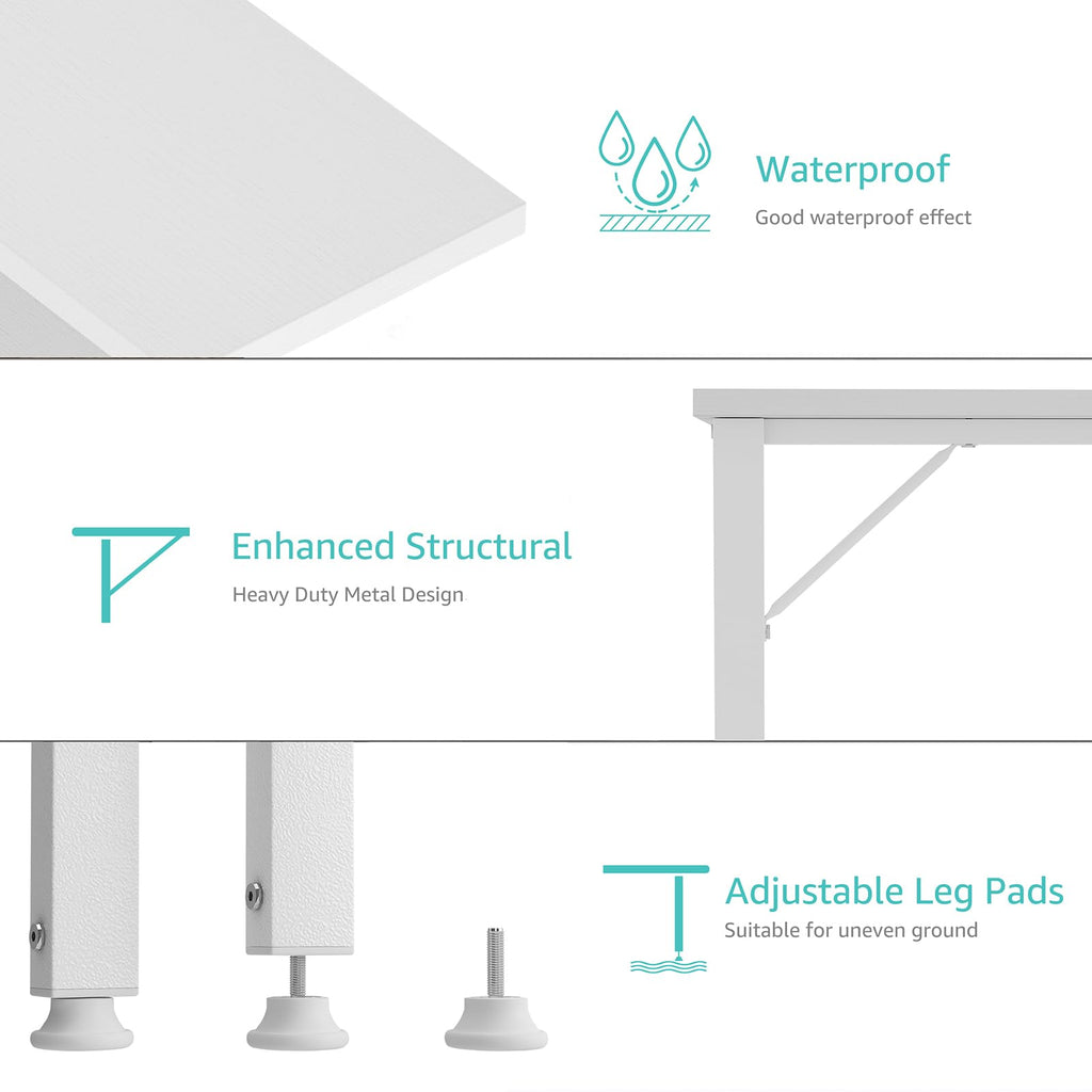 White 40 inch Computer Desk with Power Outlet and Storage Pocket O358116
