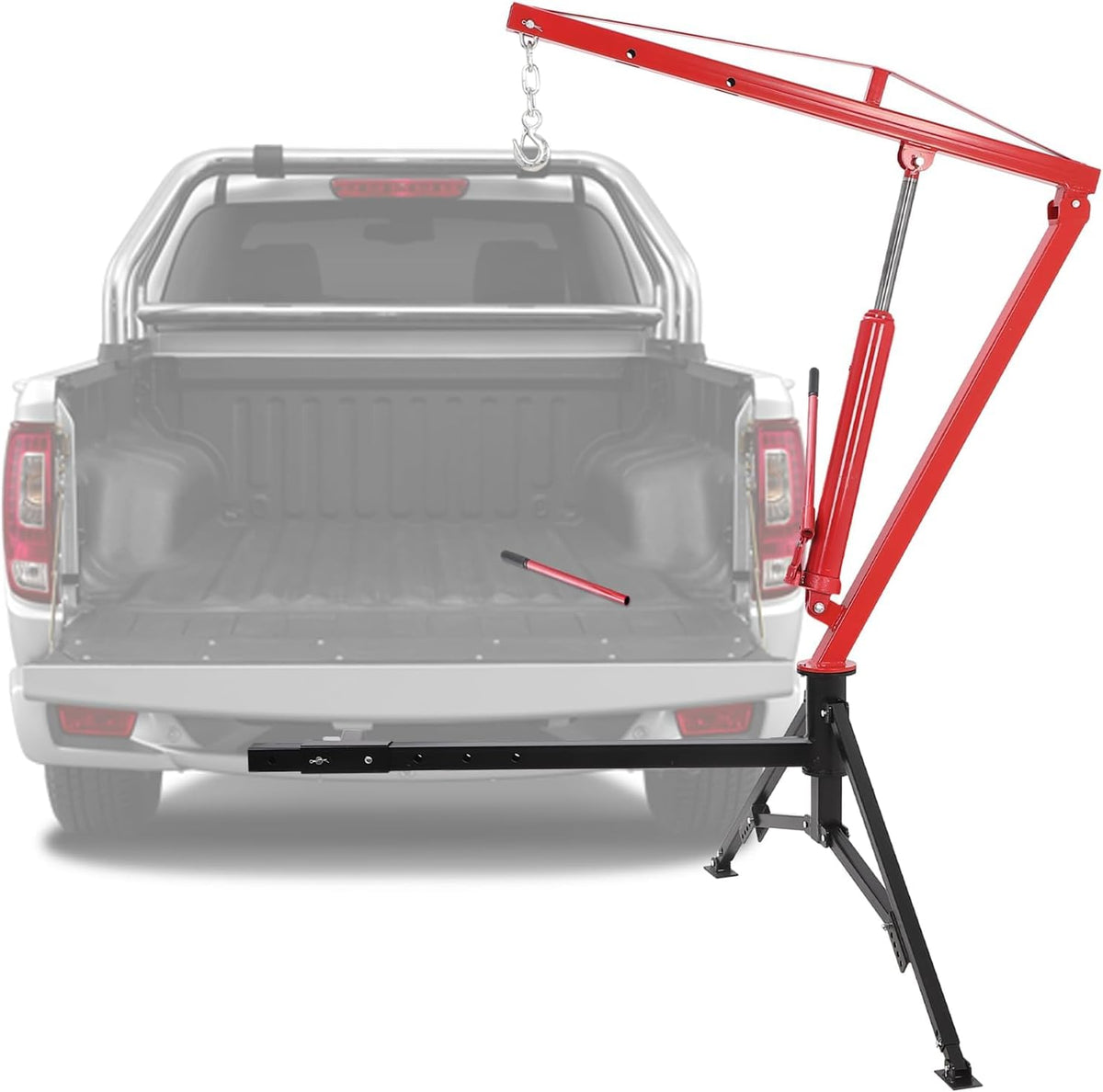 Hydraulic Pickup Truck Crane, 1000 Lbs Capacity, 360° Swivel, Red S2732