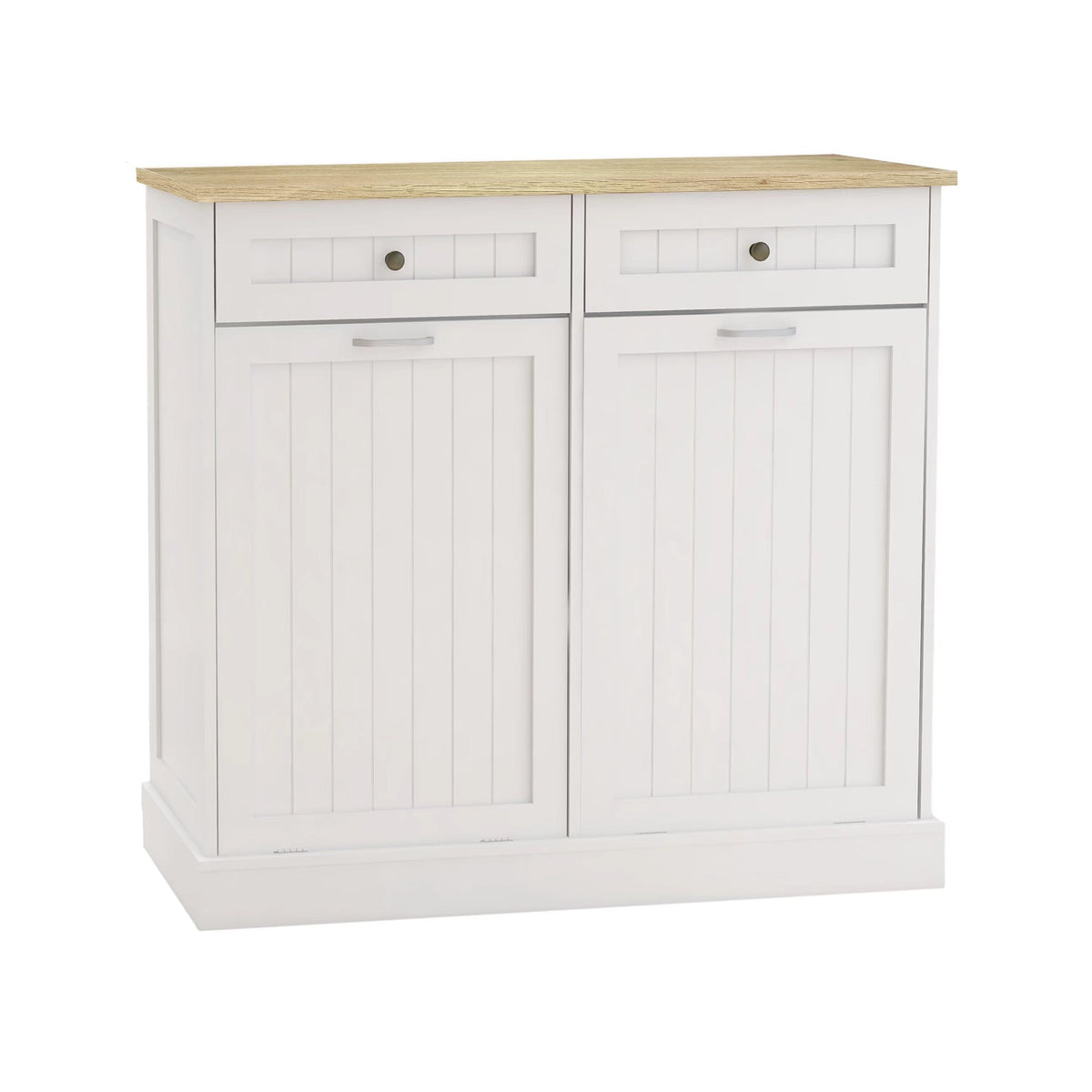White 2x10 Gallon Solid Wood Trash Cabinet K15440