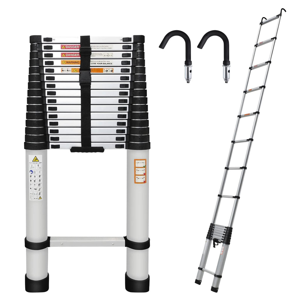 20.3ft Aluminum Telescoping Ladder with Hooks W78423