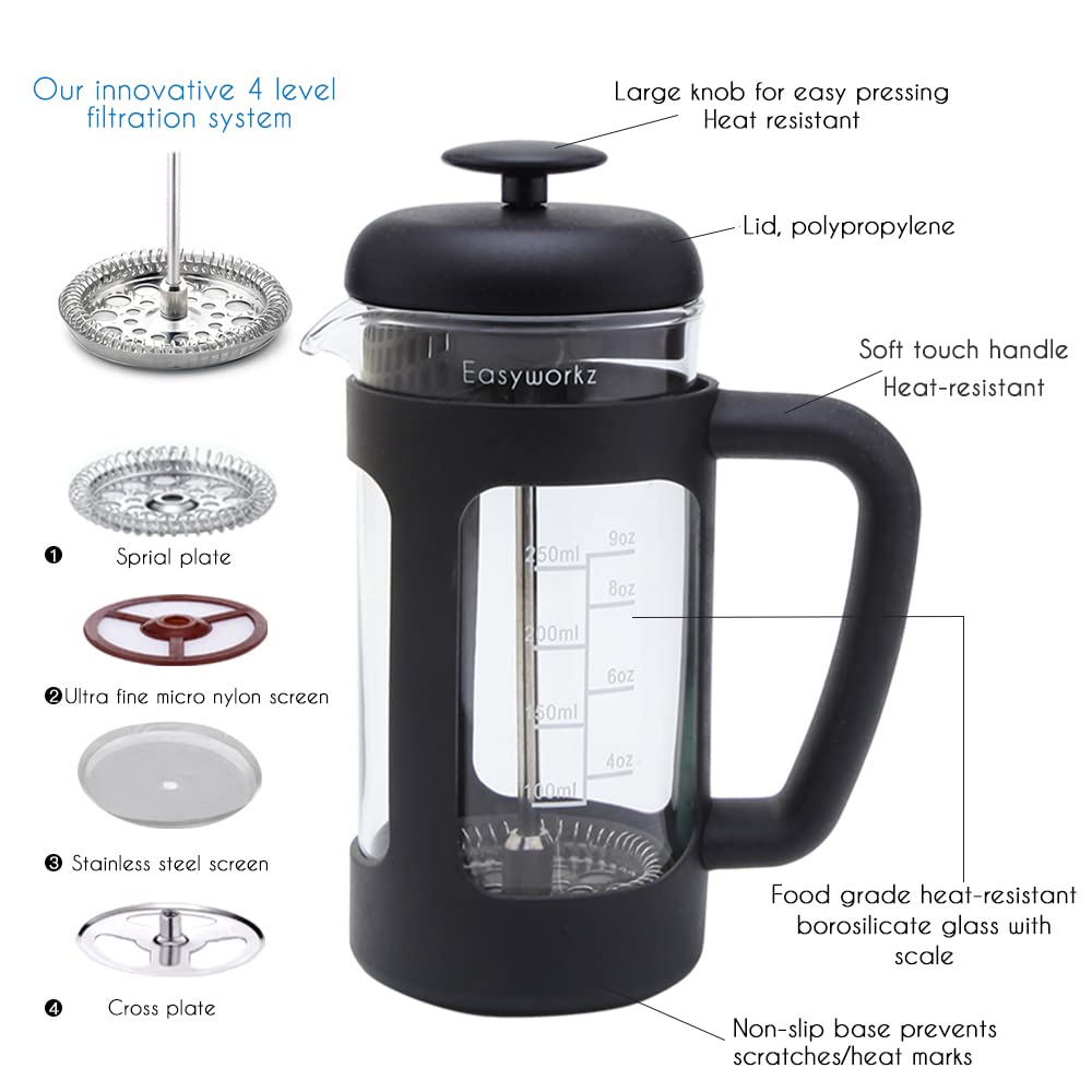 12 oz French Press Coffee Tea Maker with Measuring Spoon F31865