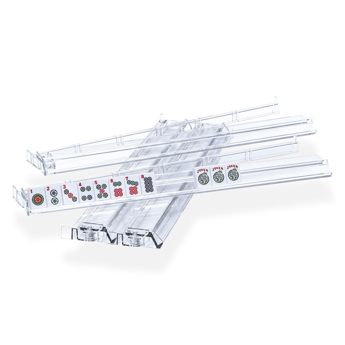 Clear Acrylic Mahjong Tile Rack and Pusher Set of 4 R776819