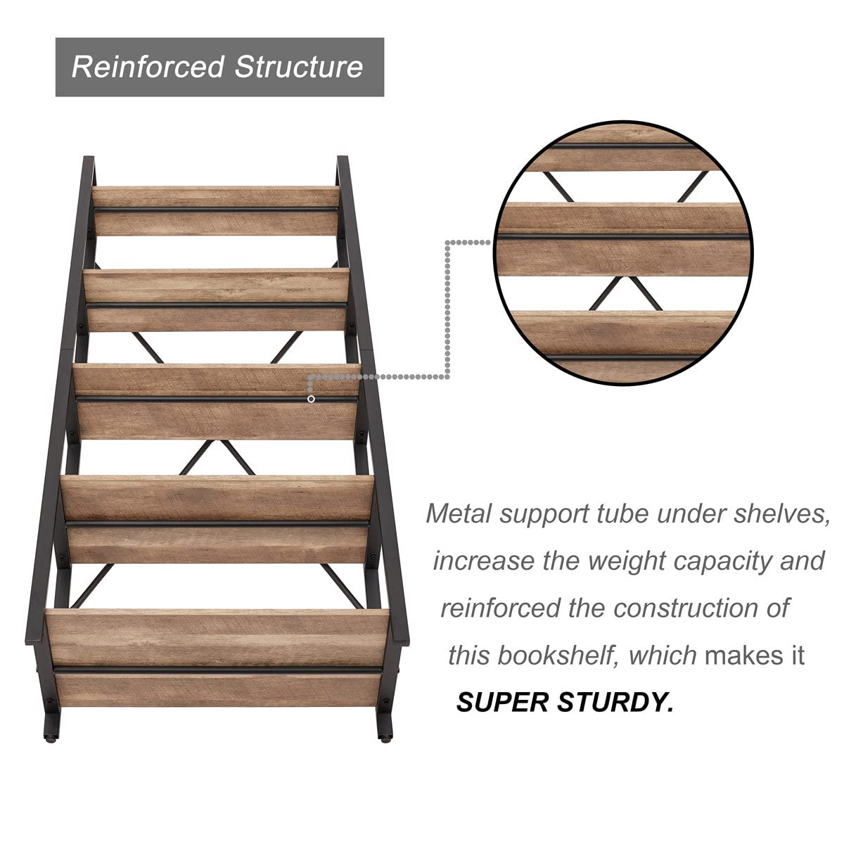 5 Tier Wood and Metal Ladder Bookshelf K567271