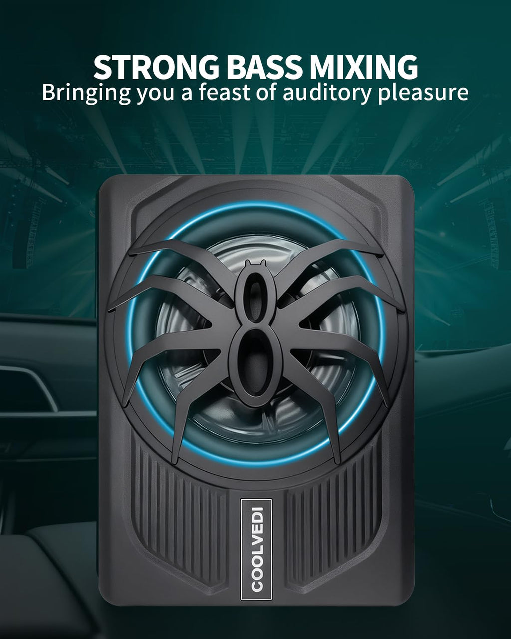 10" 1600W Slim Under Seat Powered Car Subwoofer X34768