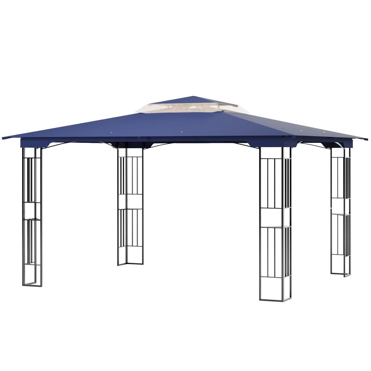 13' x 11' Navy Blue Outdoor Patio Gazebo with Mosquito Netting U736