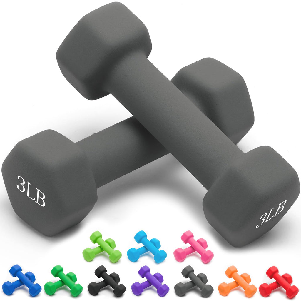 Neoprene Dumbbells Set, 1-15 LB, Anti-Slip, Hex Shape N631876