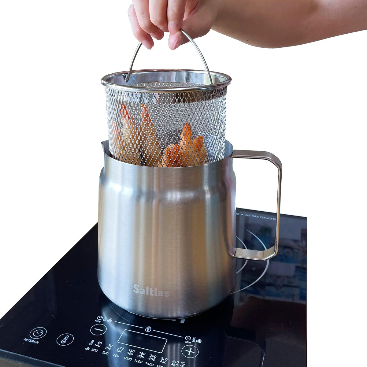 304 Stainless Steel Deep Fryer Pot with Basket and Oil Strainer, 2L U9884