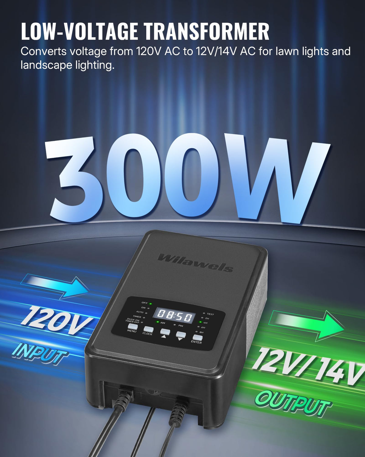 300W Low Voltage Landscape Transformer with Timer and Photocell Sensor E823