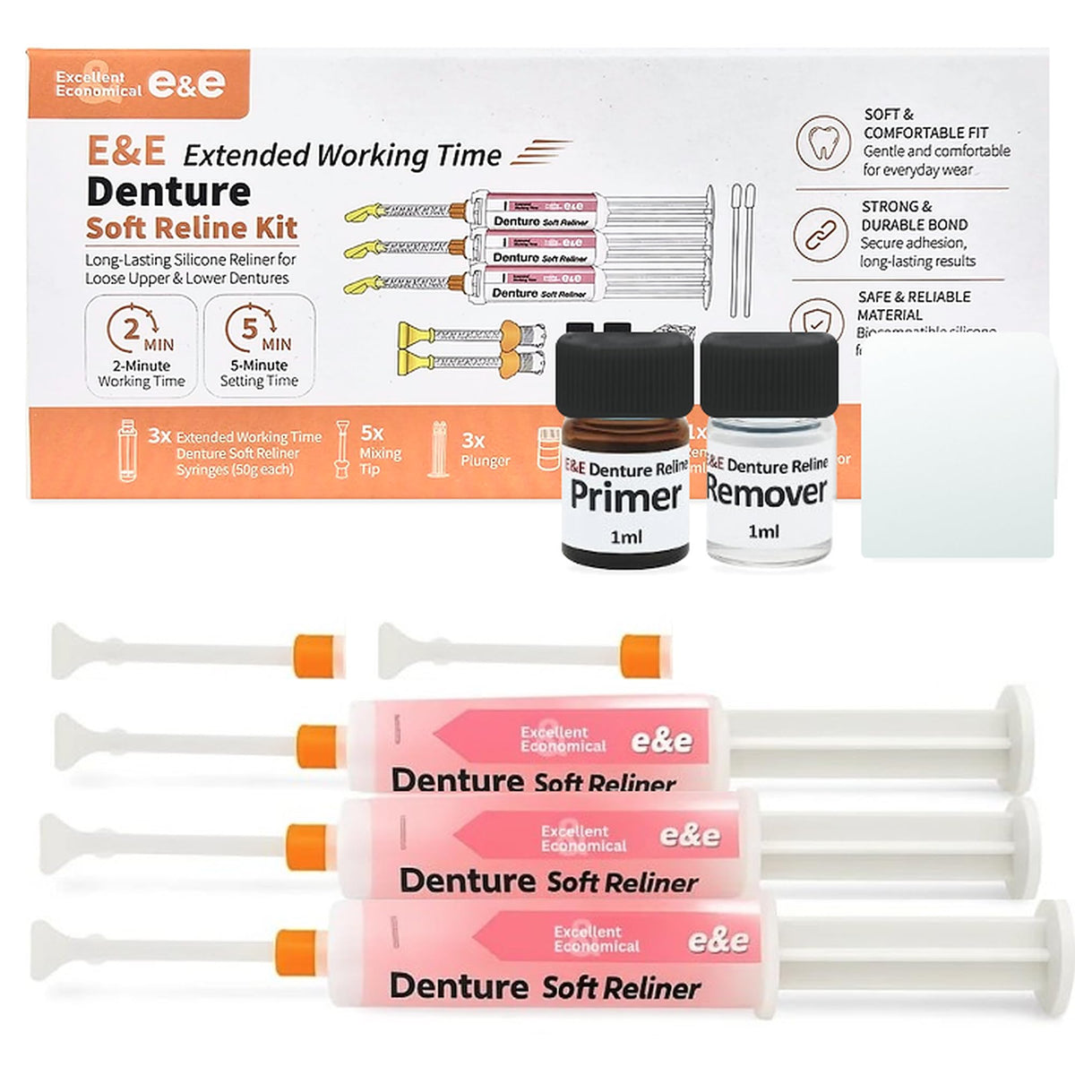 2-Minute Working Time Silicone Denture Reline Kit P6436
