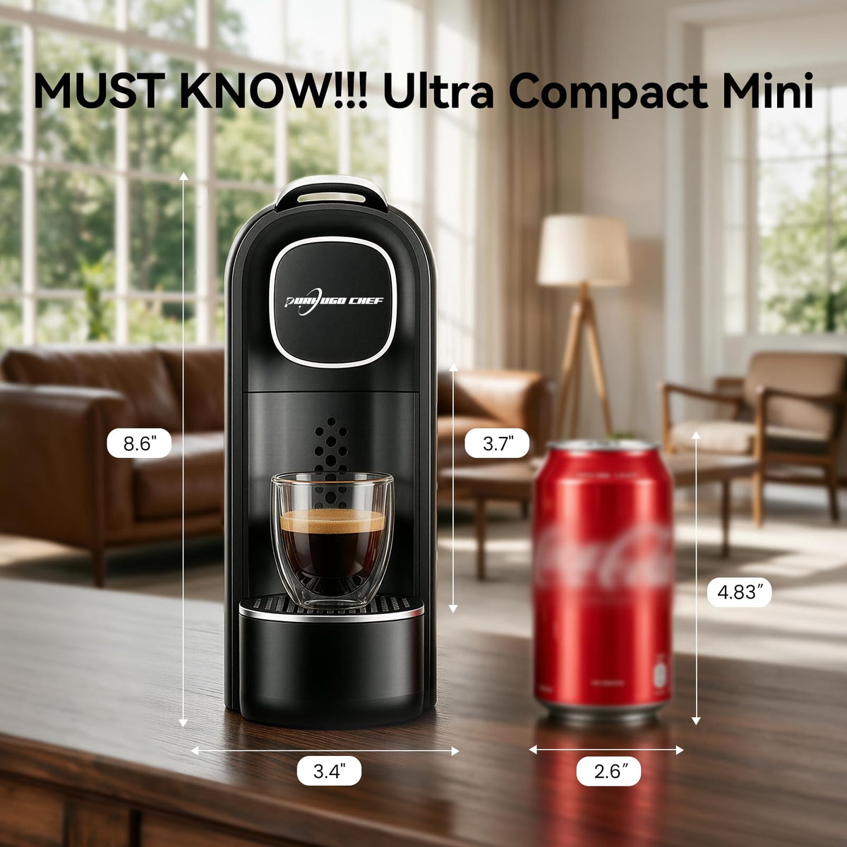 Black Single Serve Espresso Coffee Machine with Removable Tank W87398