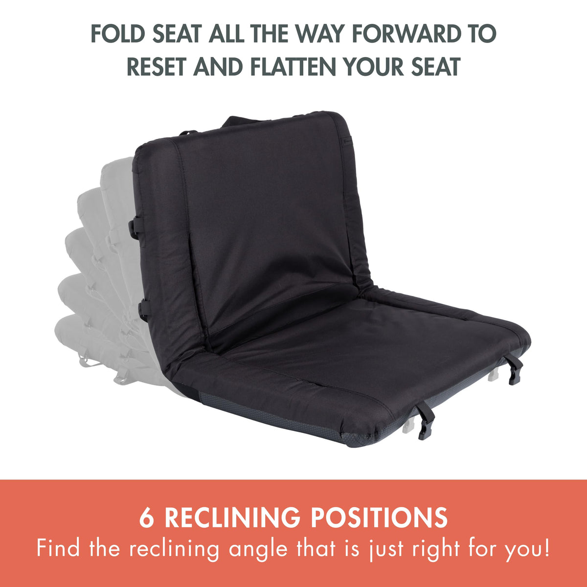 Portable Reclining Stadium Seat with Back Support, Black W38950