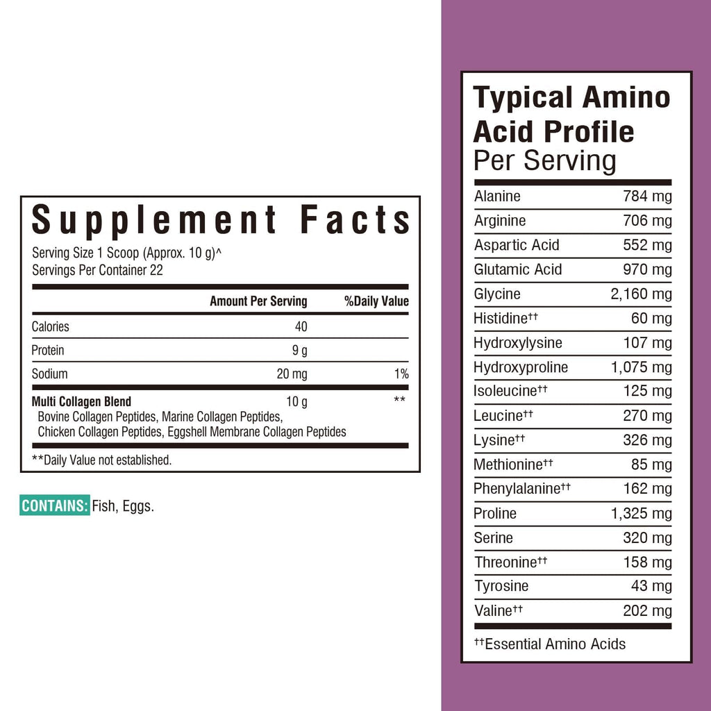 Multi Collagen Peptides Powder Type I II III V X Unflavored 8oz Q807
