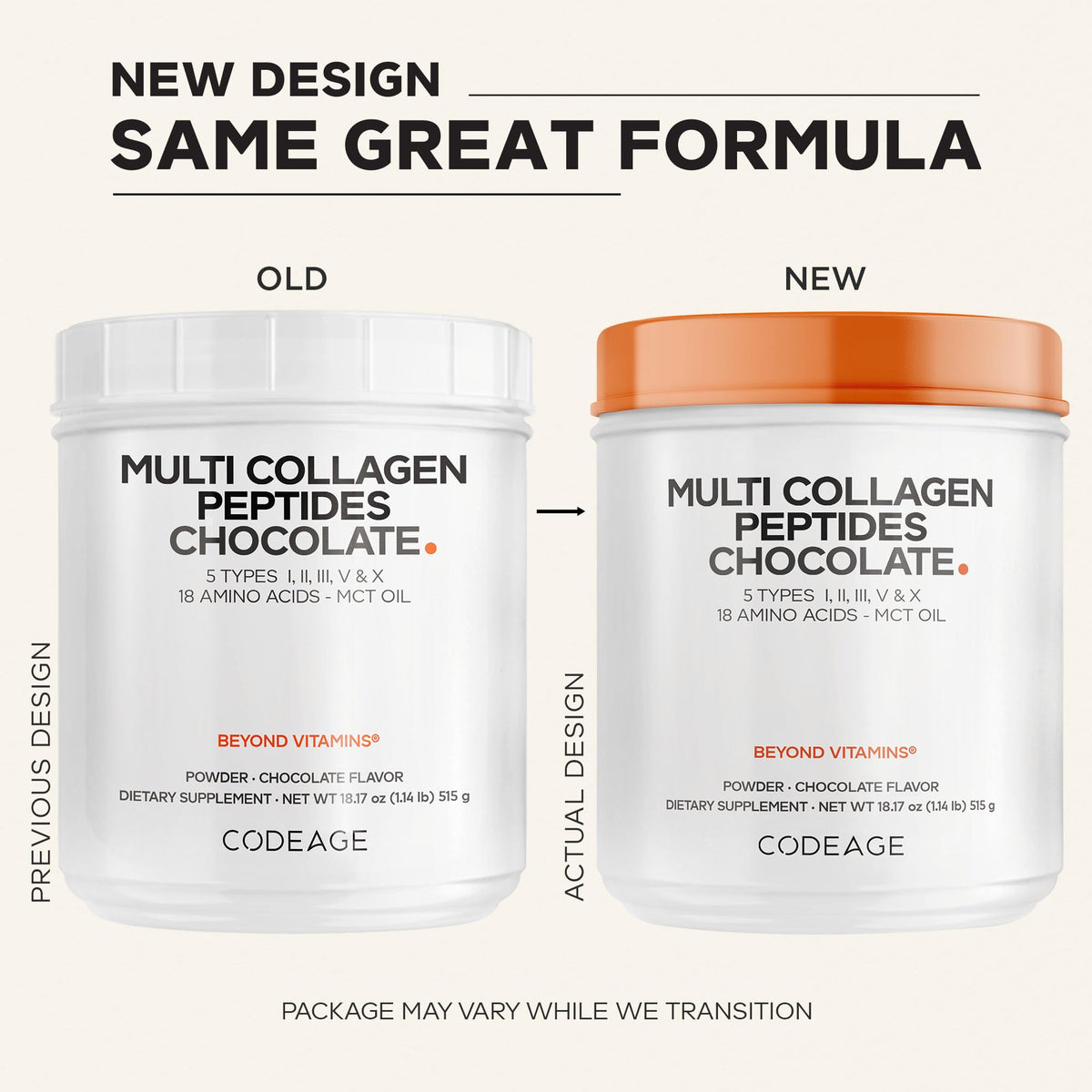 Multi Collagen Protein Powder, MCT Oil, Chocolate, 18 oz G1368