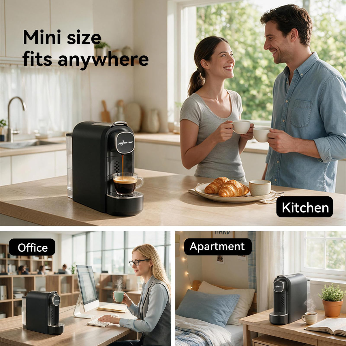 Black Single Serve Espresso Coffee Machine with Removable Tank W87398