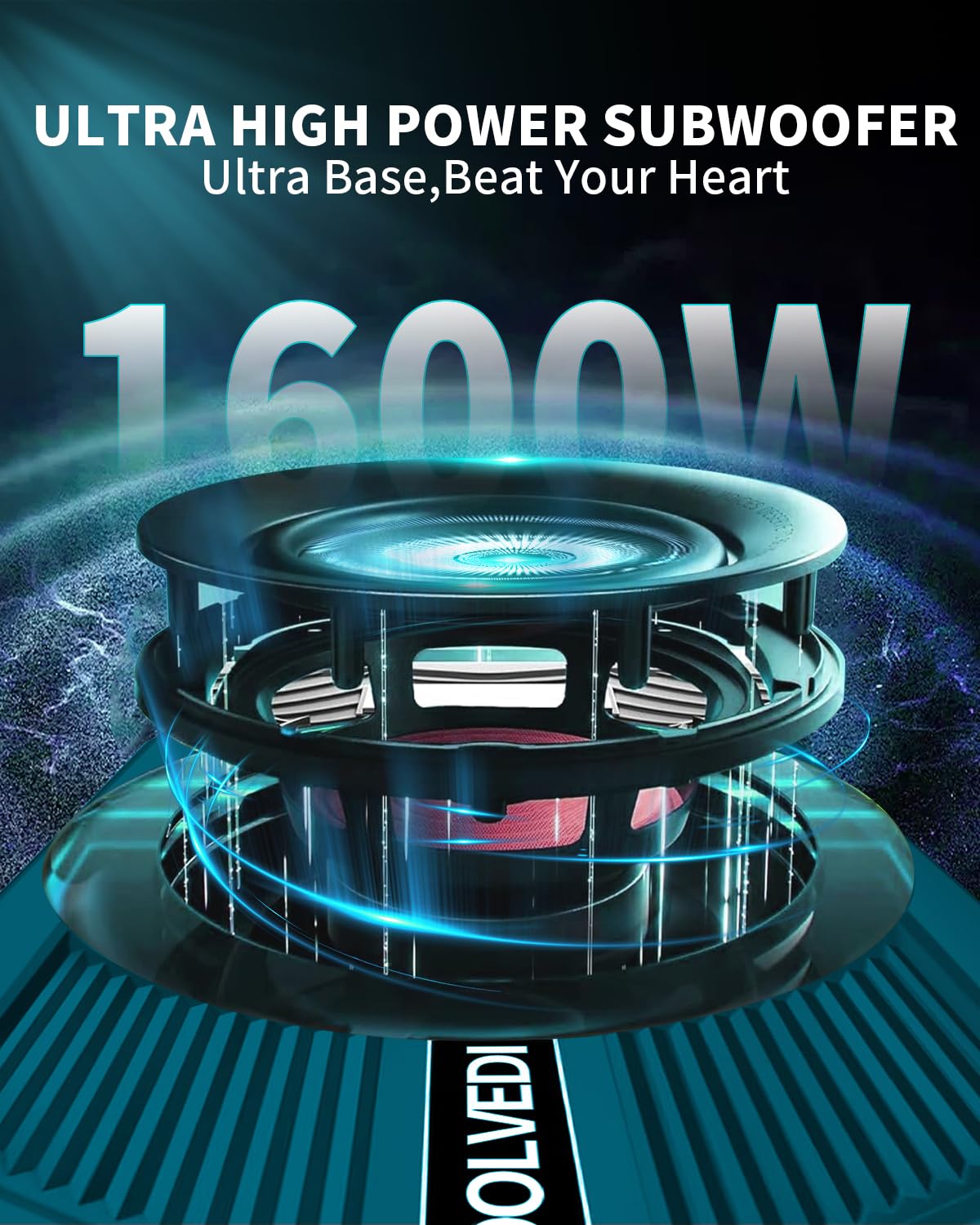 10" 1600W Slim Under Seat Powered Car Subwoofer X34768