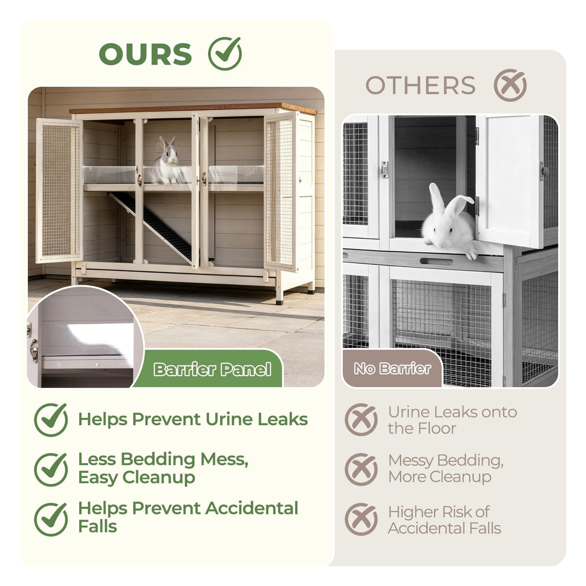 2-Story Indoor Rabbit Hutch with Pull-Out Tray K272907