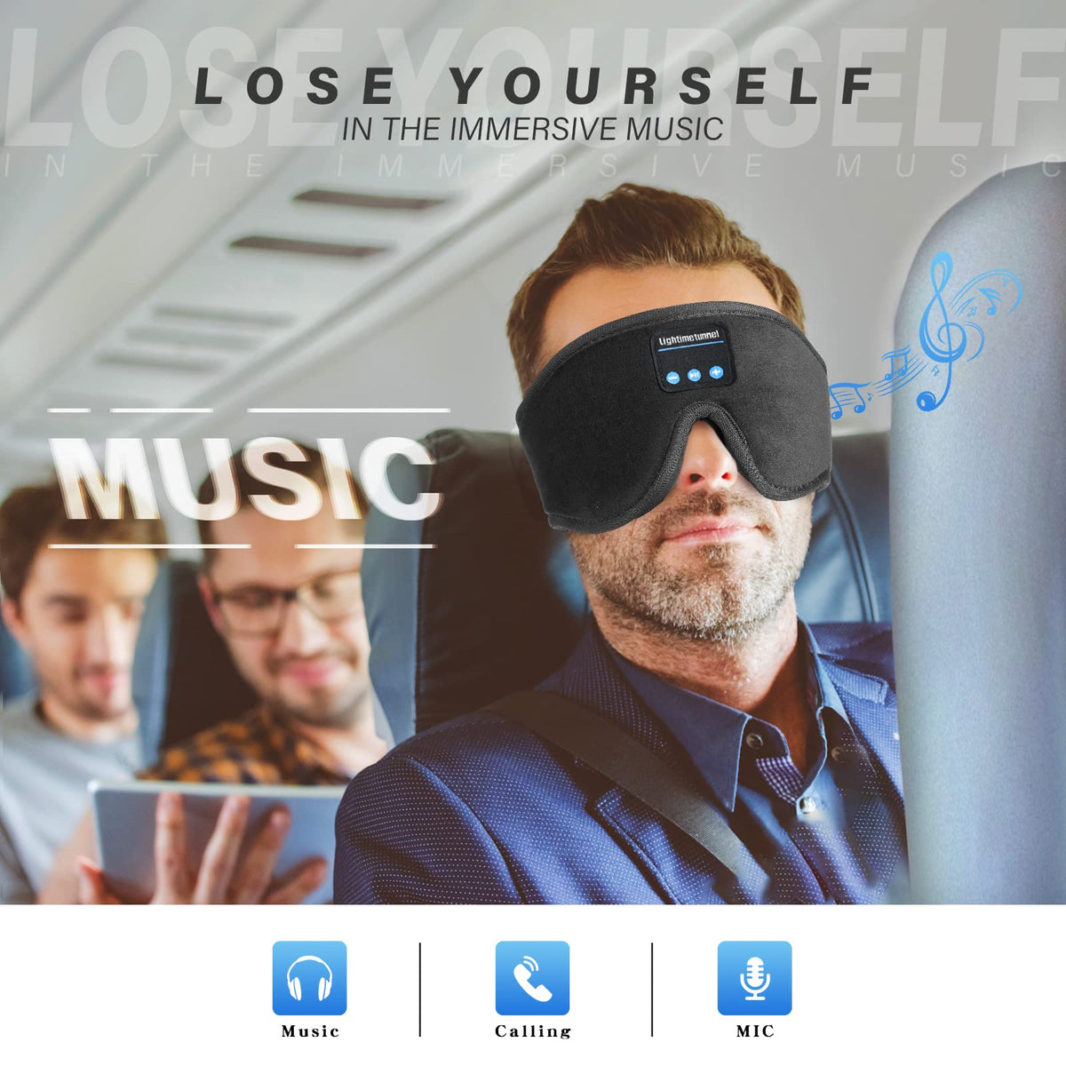 Bluetooth 5.0 Wireless 3D Eye Mask Sleep Headphones R201