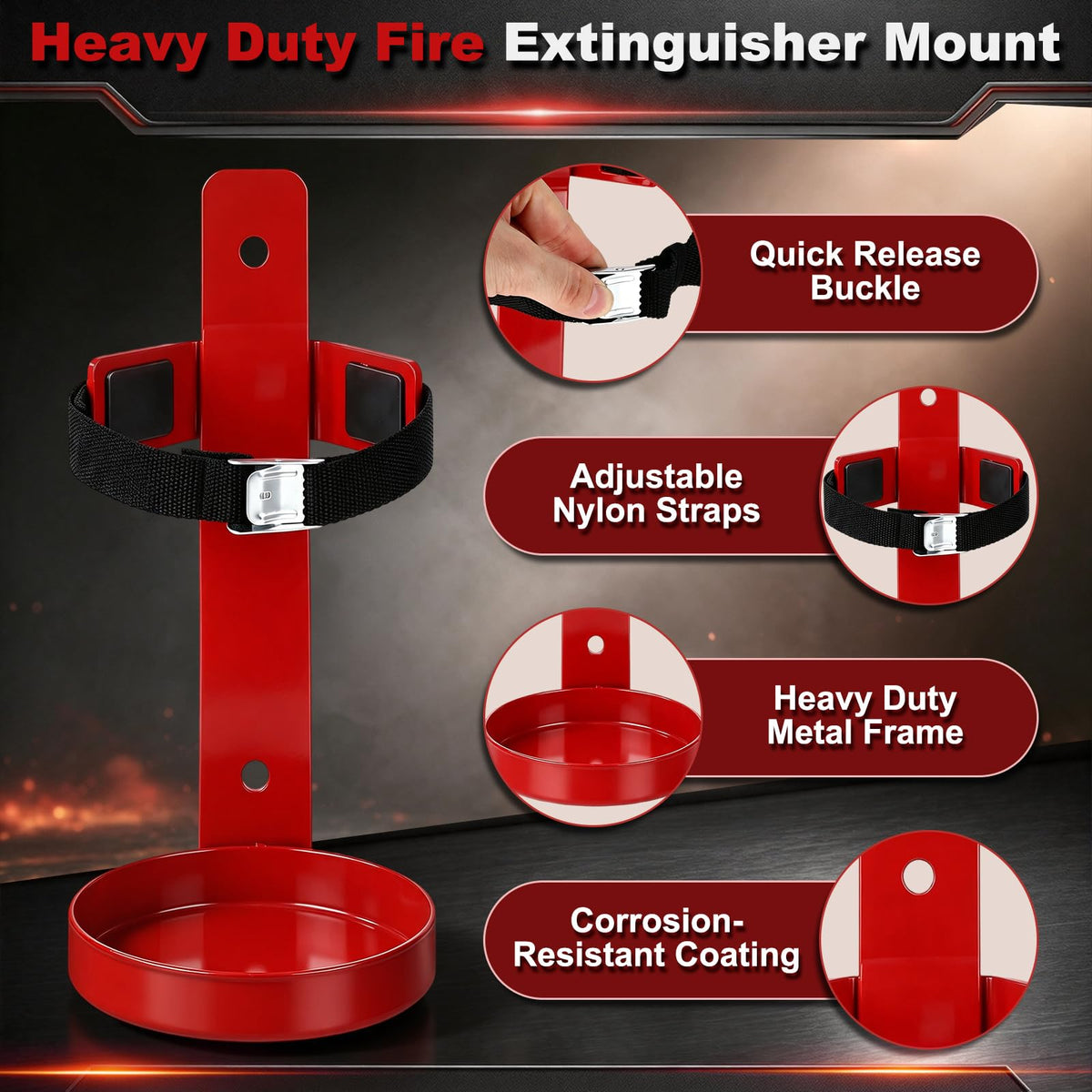 6 Pack 2.5 lb Fire Extinguisher Wall Mount Bracket W76001