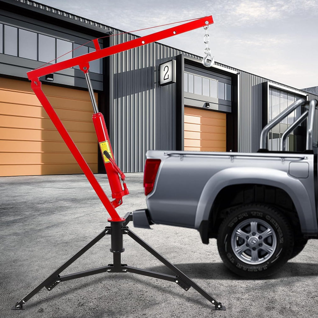 Hydraulic Pickup Truck Crane, 1000 Lbs Capacity, 360° Swivel, Red S2732