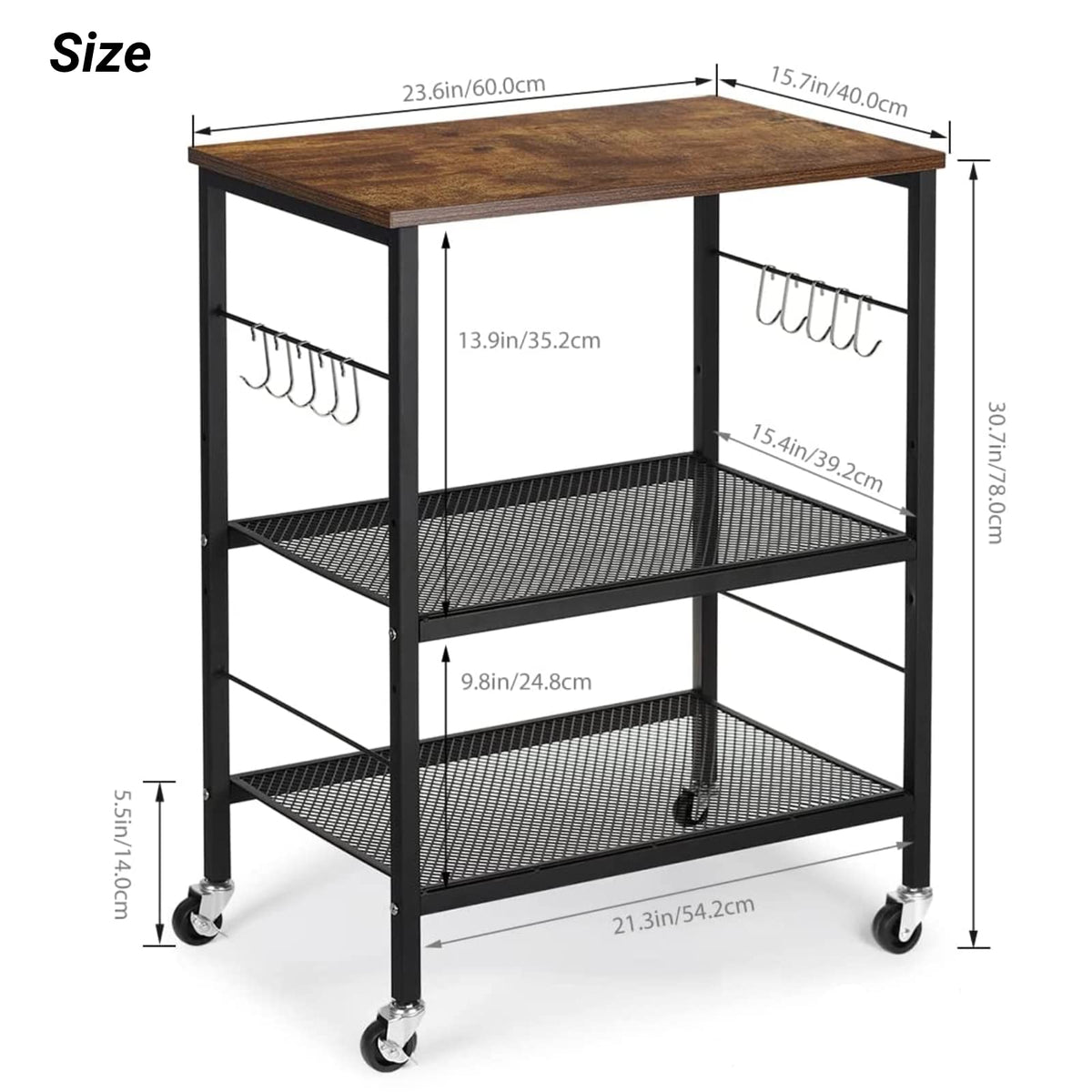 3-Tier Rolling Cart C1608