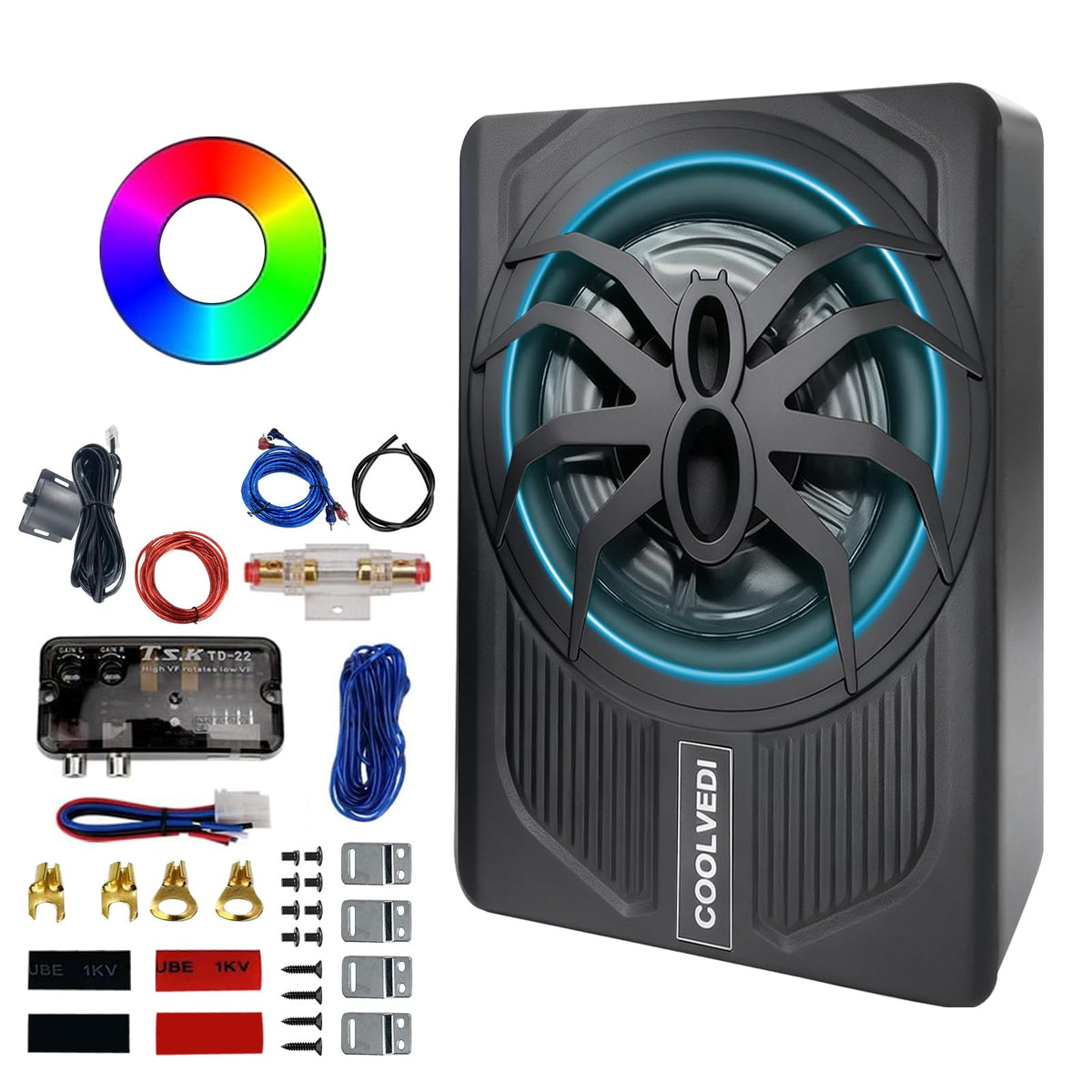 10" 1600W Slim Under Seat Powered Car Subwoofer X34768