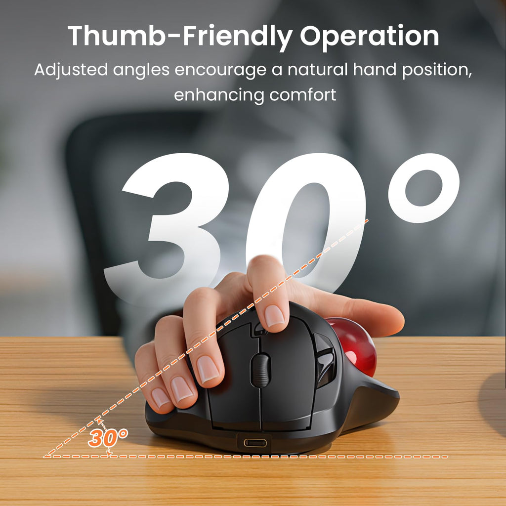 Wireless Rechargeable Thumb Control Trackball Mouse A4042