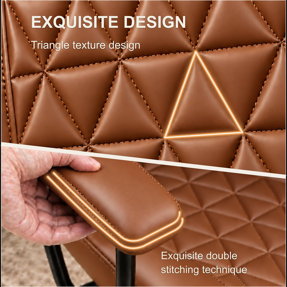 Brown PU Leather Office Chair with Lumbar Support D7348