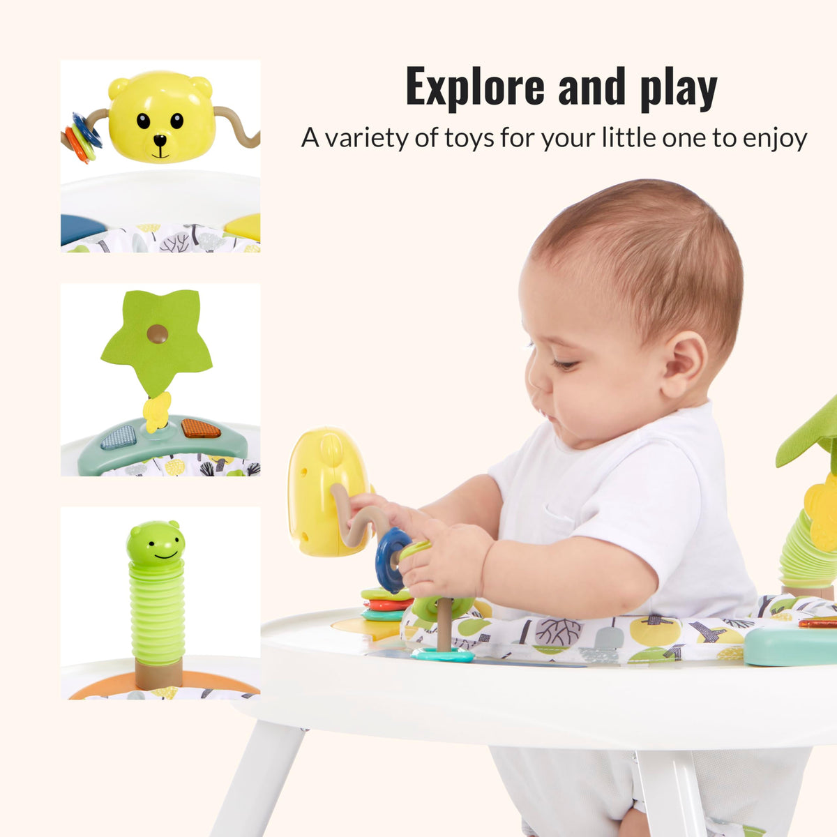 2 in 1 Baby Activity Center and Play Table with 3 Detachable Toys V646