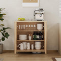 Light Oak Rattan Storage Cabinet with Adjustable Shelves C129589