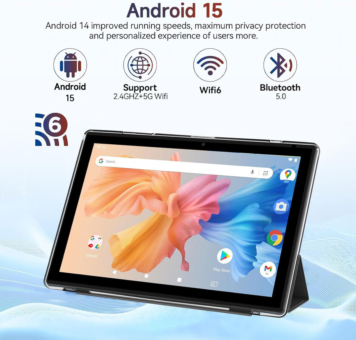 Android 15 Tablet 10 Inch 12GB RAM 64GB ROM 2 in 1 with Keyboard Case Mouse Stylus X14161