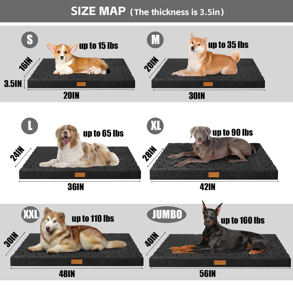 Large Washable Dog Bed 36''X24'' Black K936062