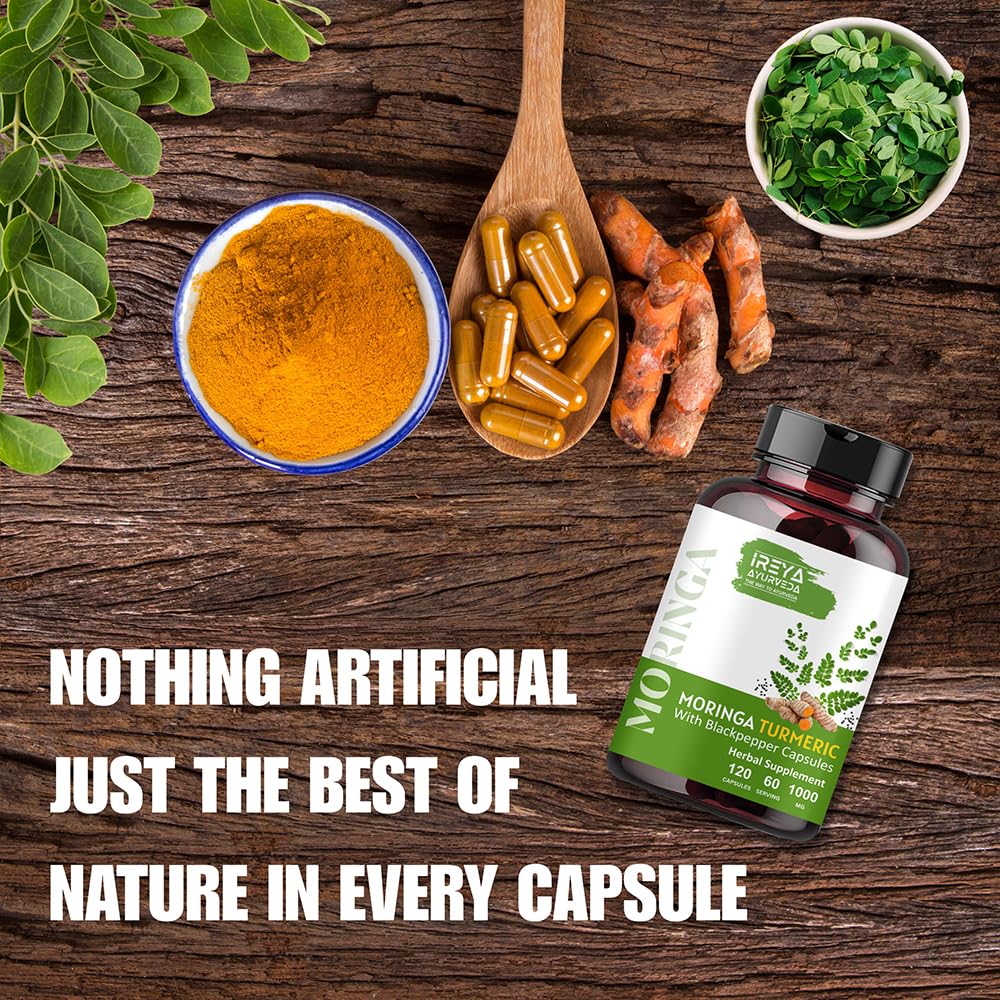 Organic Moringa Turmeric Black Pepper 120 Capsules A72036