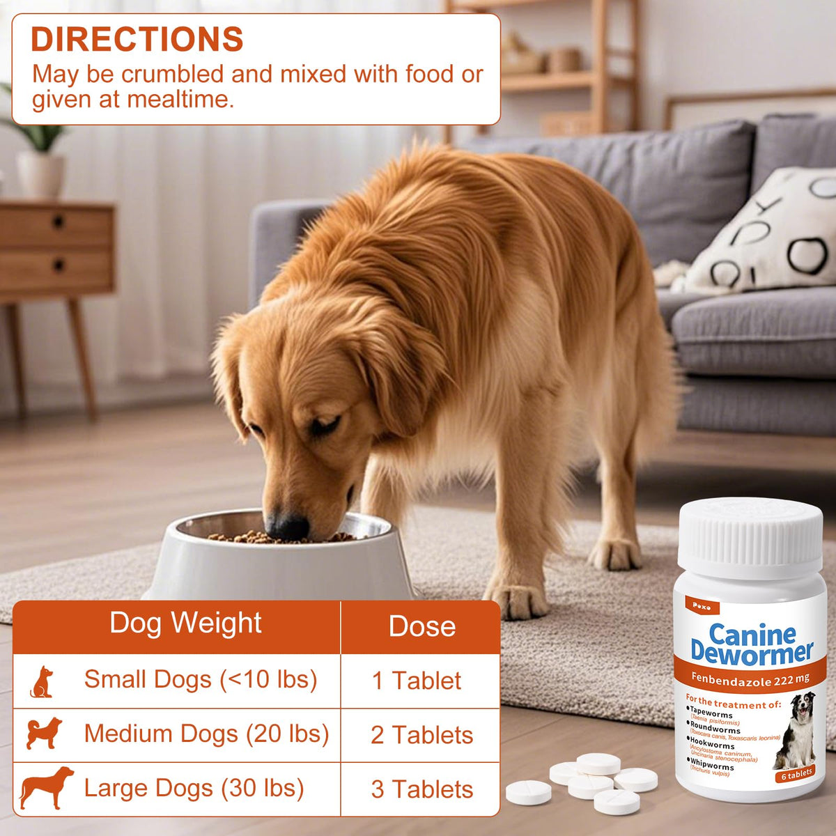Fenbendazole Tablets for Dogs 6 Tablets U672