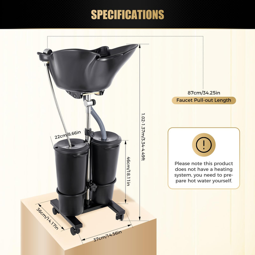 Portable Shampoo Basin with 2 Water Buckets H2447