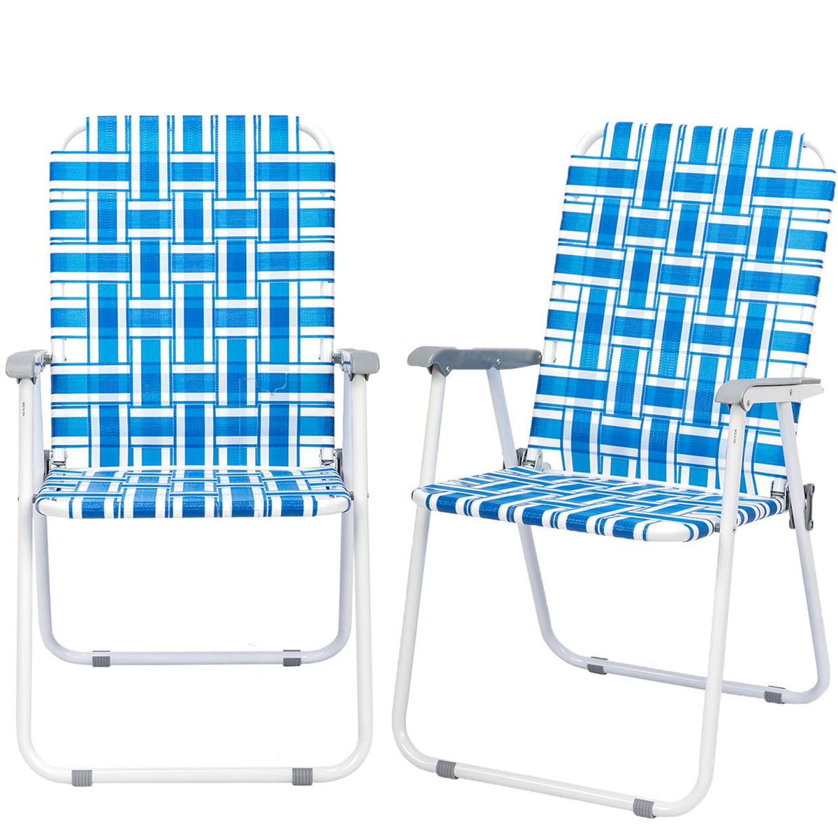 Set of 2 Blue Webbed Folding Patio Chair W869