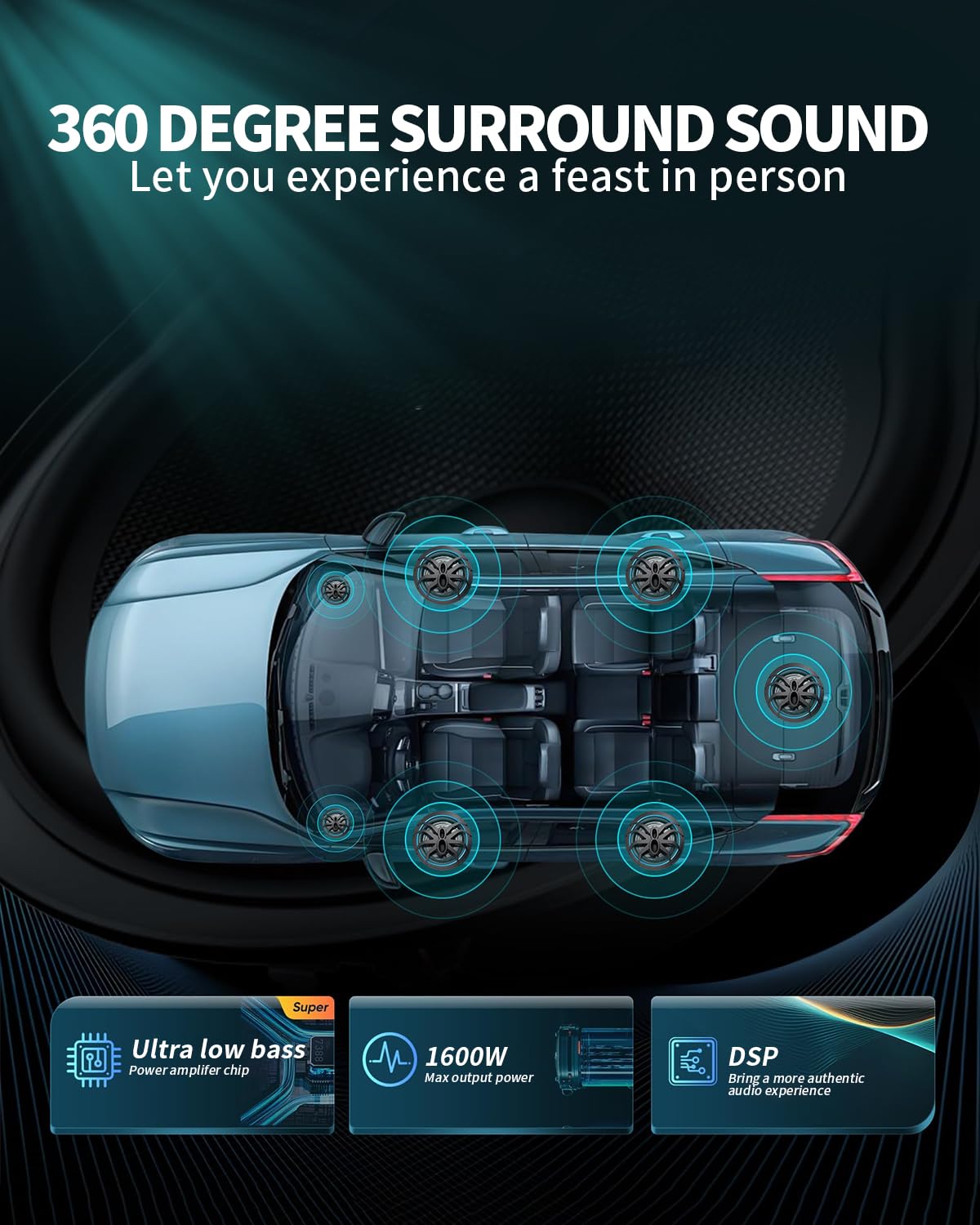 10" 1600W Slim Under Seat Powered Car Subwoofer X34768