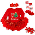 Baby Girls First Christmas Outfit Newborn Romper Tutu Dress with Shoes Headband Leg Warmer Z796002