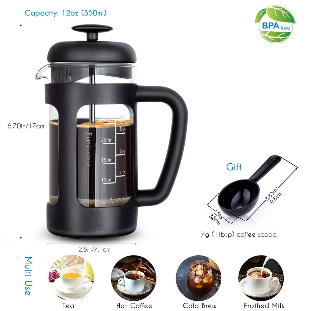 12 oz French Press Coffee Tea Maker with Measuring Spoon F31865