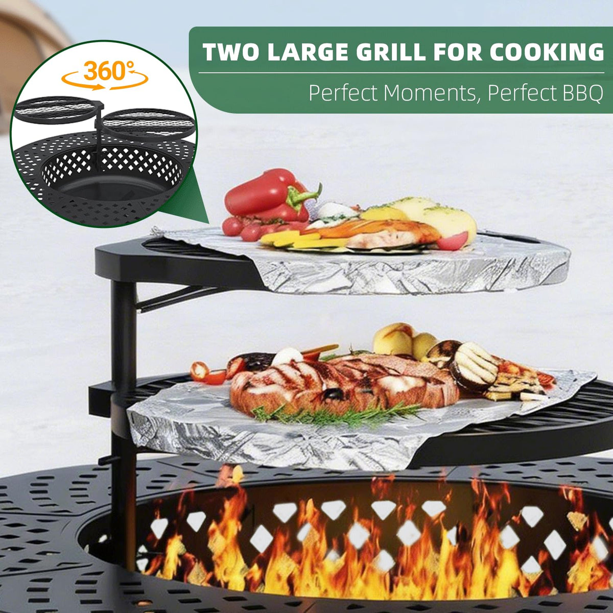 43 Inch Wood Burning Fire Pit with Lid M3037